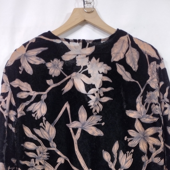 By Together Floral Front Tie Top Women's S Black Cream Cottagecore Retro 90s Y2K - Picture 6 of 9